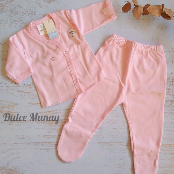 Producto - Conj. batita manga larga y medio osito (Rosa)