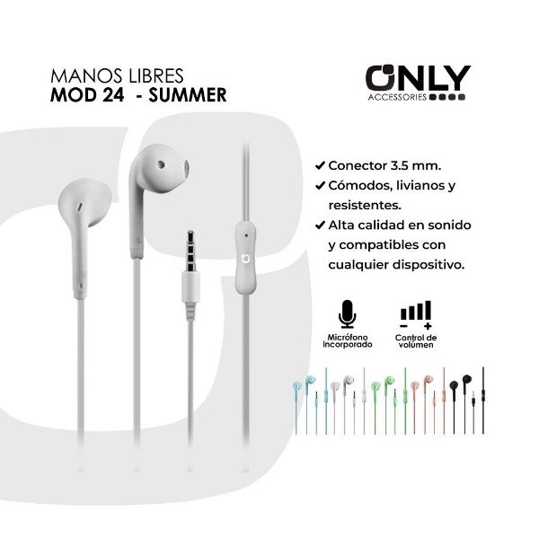 Producto - Auricular 3.5mm Only Summer BLANCO
