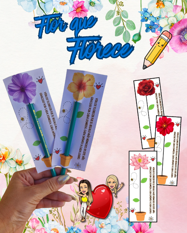 Producto - TARJETA FLOR QUE FLORECE. LAPIZ
