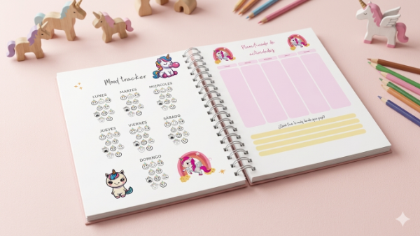 Producto - Journal de Intención y Sistema de Logros (PDF Imprimible). Modelo Unicornio - 2