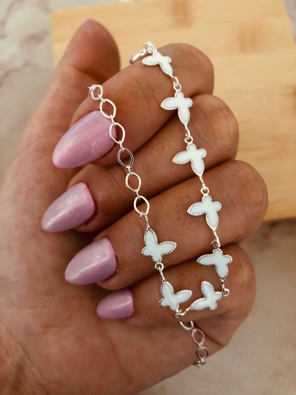 Producto - Tobillera Butterfly Blanca Plata 900