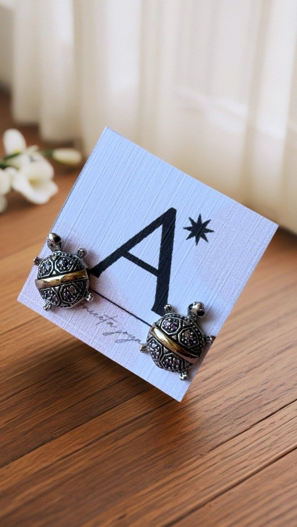 Producto - Aritos pasantes tortugas plata y oro A432