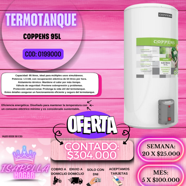 Producto - TERMOTANQUE COPPENS 95L COD:0199000