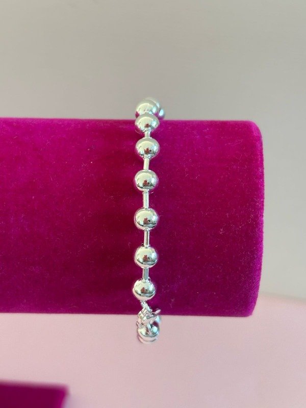 Producto - Pulsera bolitas 5Mm 18cm en acero blanco