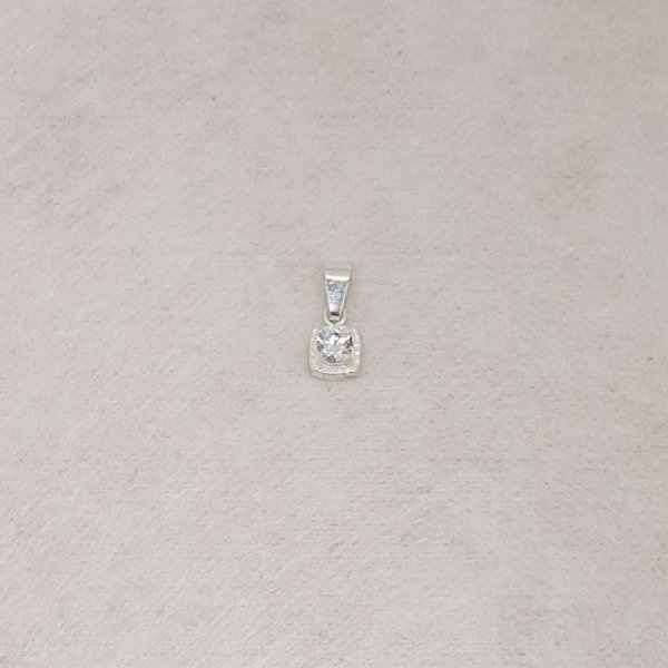Producto - Dije cuadrado con piedra Blanca, de plata (cod3409)