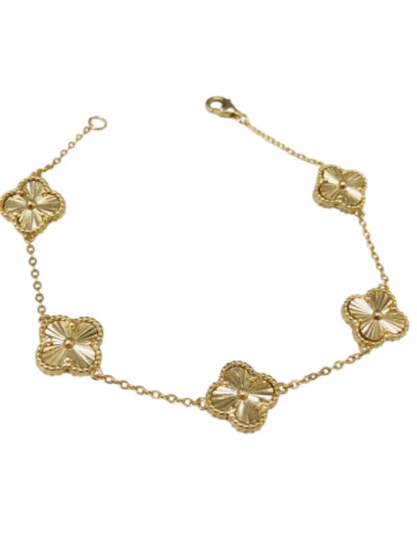 Producto - Pulsera Plata 925 Dorado Trébol Facetado