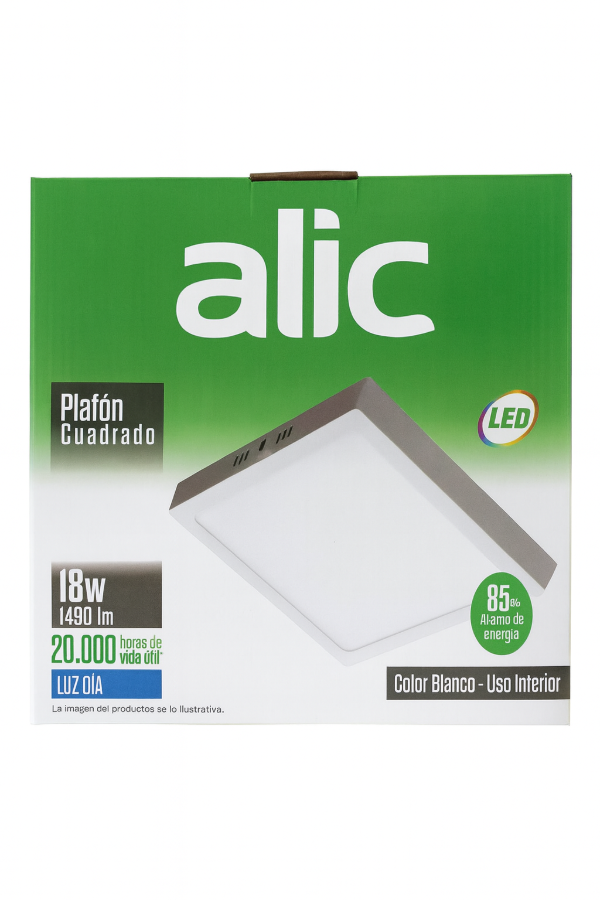 Producto - Plafón Cuadrado LED 18W ALIC Luz Día 1490lm