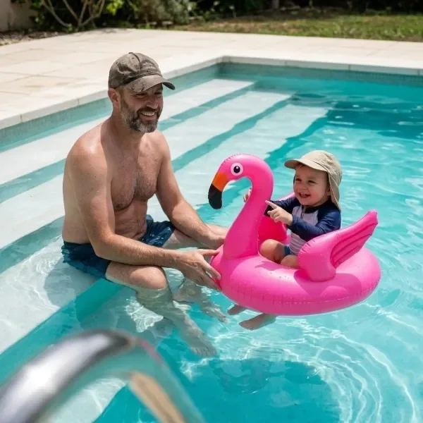 Producto - Bote Inflable Flamenco con Asiento para Pileta Hasta 3 años - 1