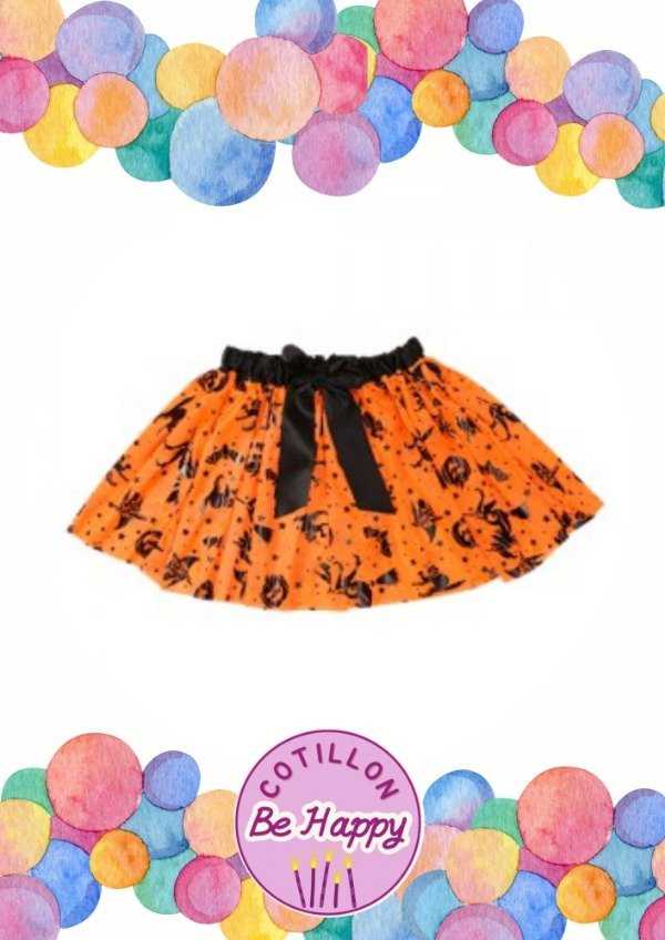 Producto - Tutu Brujas y Calabazas Naranja - infantil