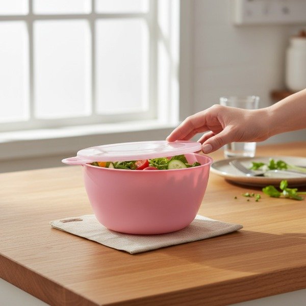 Producto - BOWL MEDIANO CON ASAS Y TAPA DE 2,6lts COLORES SURTIDOS