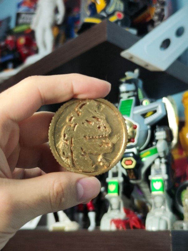 Producto - Iman 3D Premium / Power Coin Zyuranger Mighy Morphin Dragonzord 5 cm Oro - 1