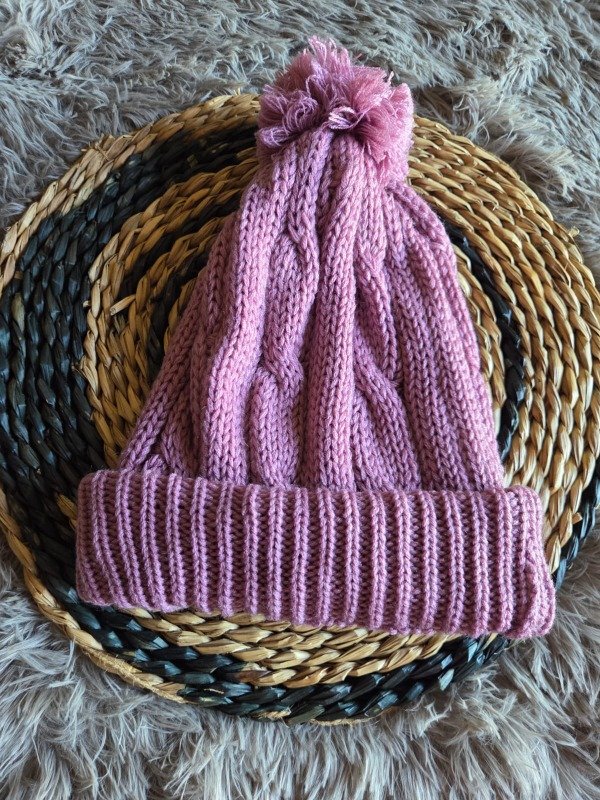 Producto - Gorro Pompón Rosa Viejo