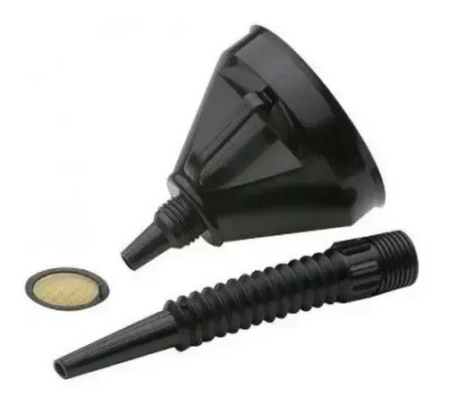 Producto - Embudo pvc negro para combustibles y liquidos con filtro pico flex