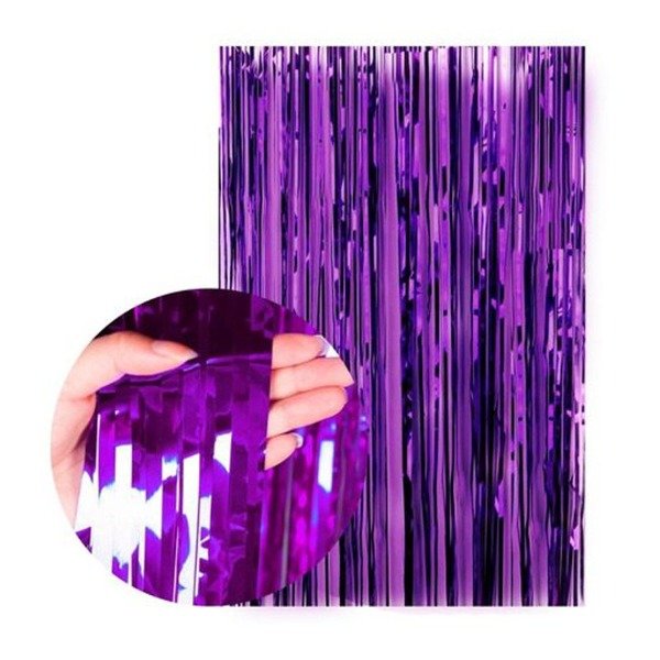 Producto - Cortina lluvia metalizada color violeta