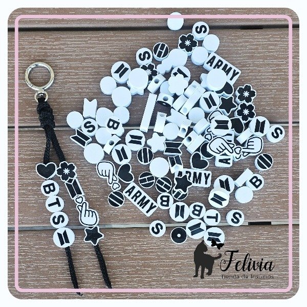 Producto - Cuentas mix BTS 3d por mayor a pedido (Entrega en 3 a 7 días hábiles). Negro