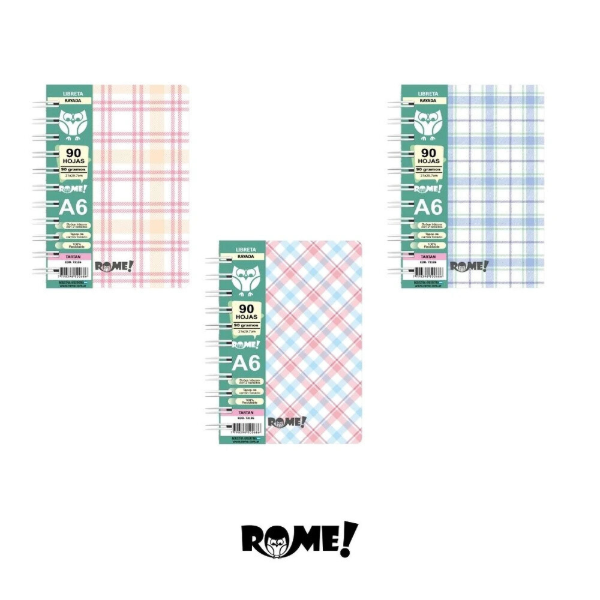 Producto - Libreta Rome A6 Colores Surtidos