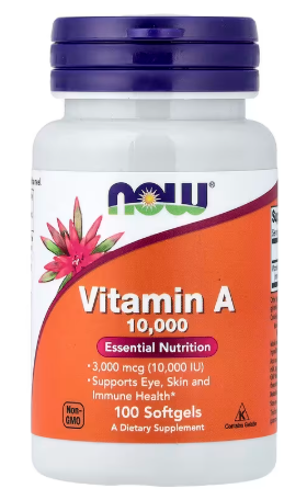 Producto - NOW Foods, Vitamina A, 3000 mcg (10.000 UI), 100 cápsulas blandas