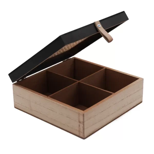 Producto - Caja de Madera tapa ratan cuadrada