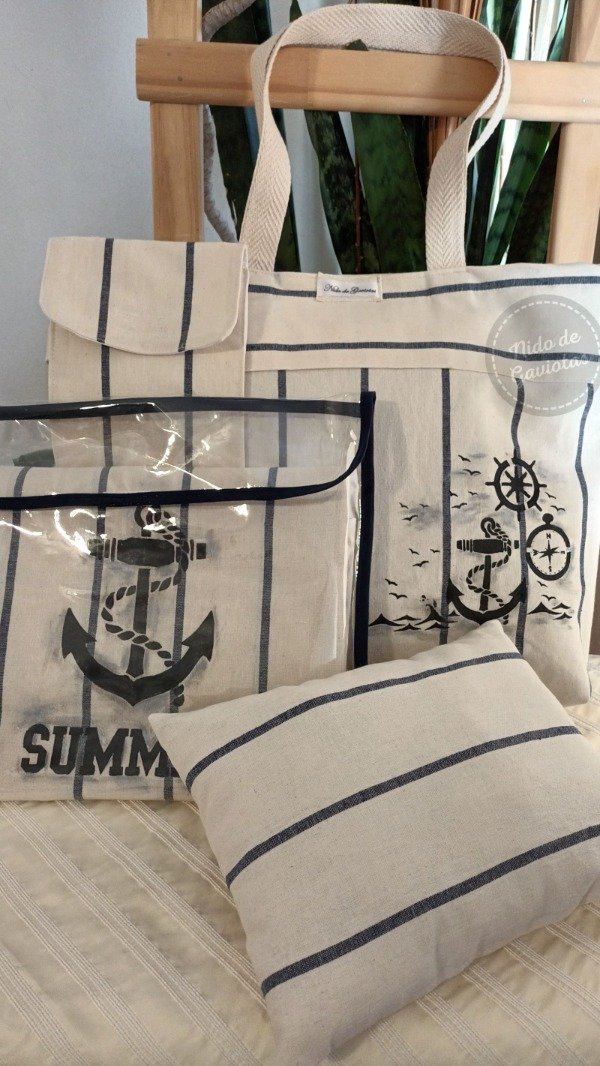 Producto - BOLSO PLAYERO CON LONA Y ACCESORIOS "ANCLA"