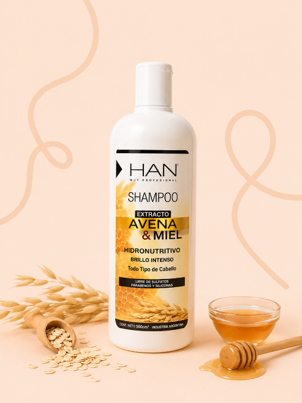 Producto - Shampoo Avena y Miel Nutritivo Especial agua dura 500 ml HAN