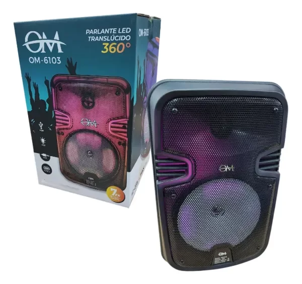 Producto - Parlante Bluetooth 6,5" Led Translúcido 360 Grados OM 6103 - 0