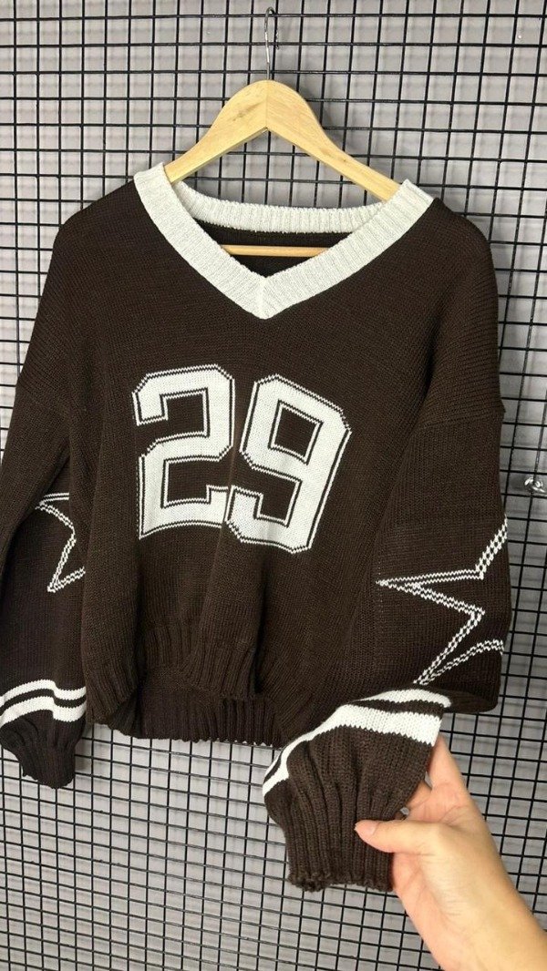 Producto - Sweater Knit Varsity Premium 29 chocolate