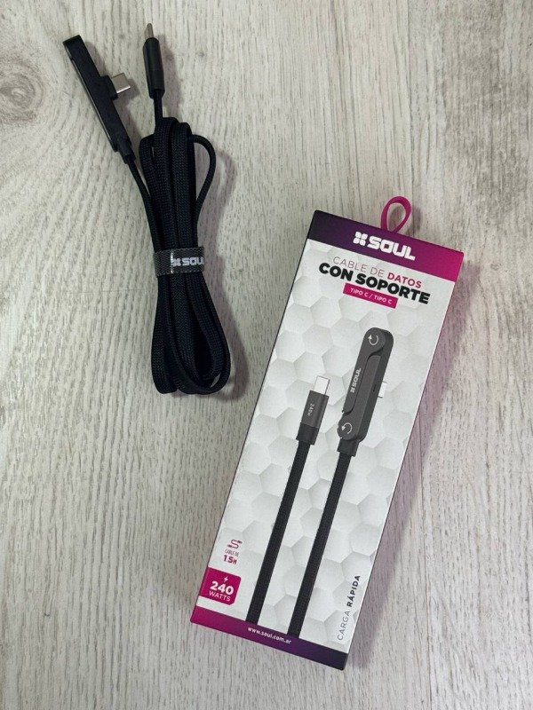 Producto - CABLE SOUL CON SOPORTE INCLUIDO 1.5 METROS - TIPO C A TIPO C - 0