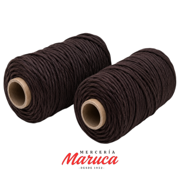 Producto - Hilo de algodón para macramé de 3mm aprox, color "premium" Marrón.