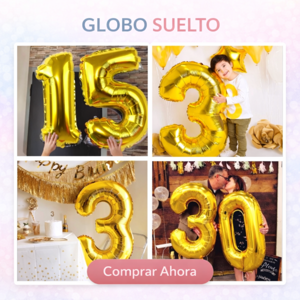 Producto - Globo número 80cm o 32" DORADO suelto