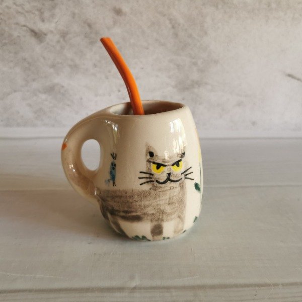 Producto - Mate + bombilla Gato Gris