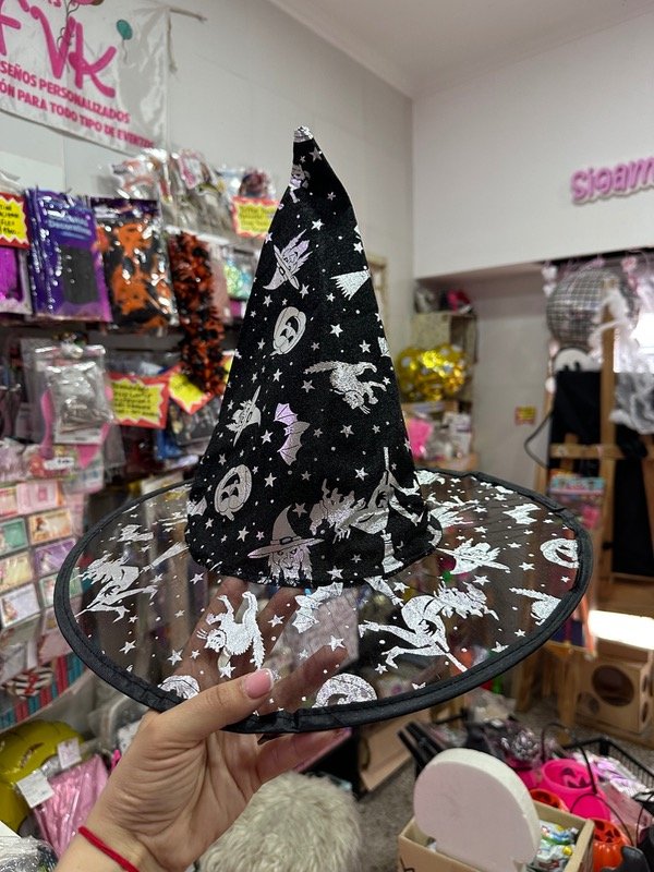 Producto - Gorro de bruja negro con plata Halloween