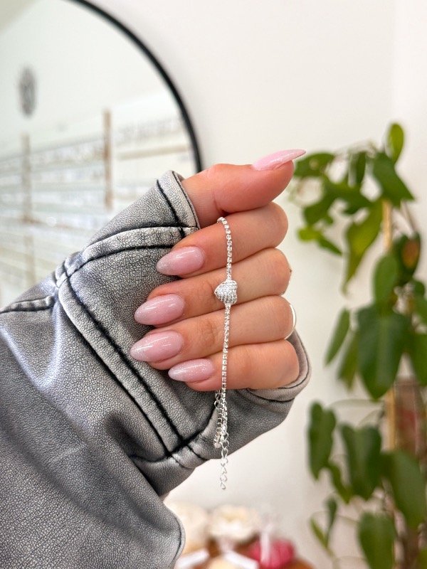 Producto - Pulsera acero blanco corazón inflado cúbics