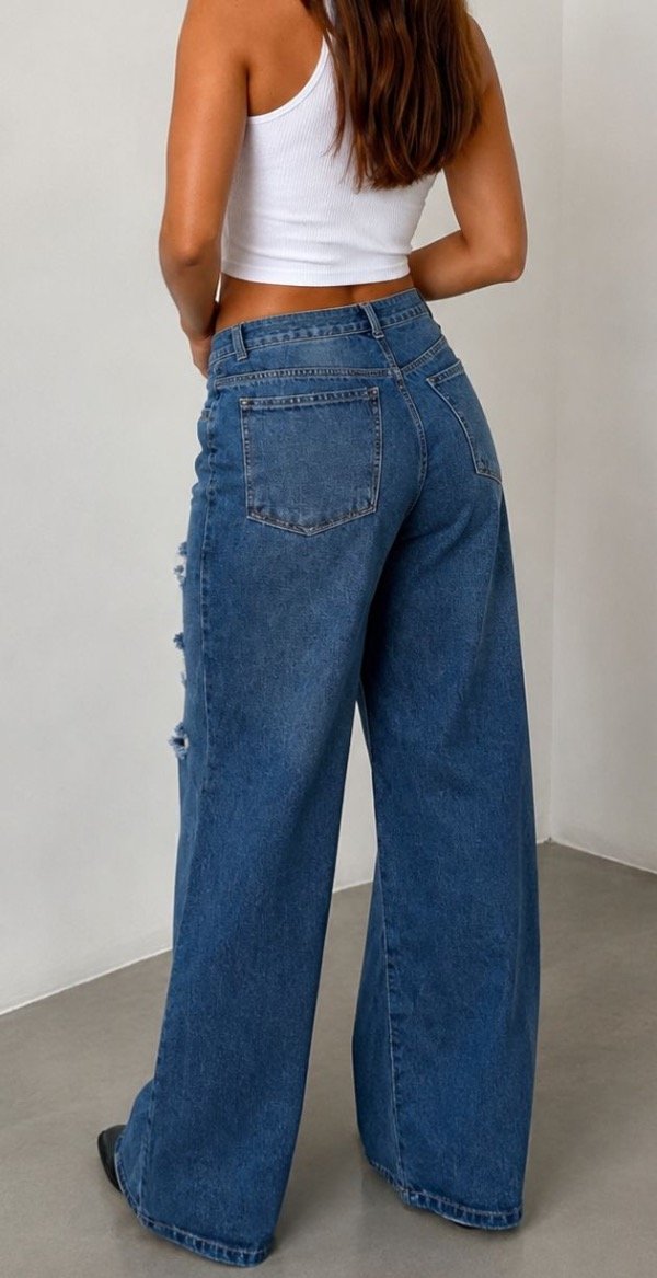Jeans wide leg rotura Elena — imagen 2