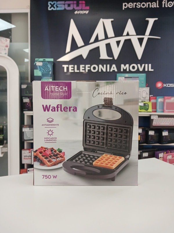 Producto - Waflera Electrica Antiadherente Teflon 750W Aitech AIHG253229W