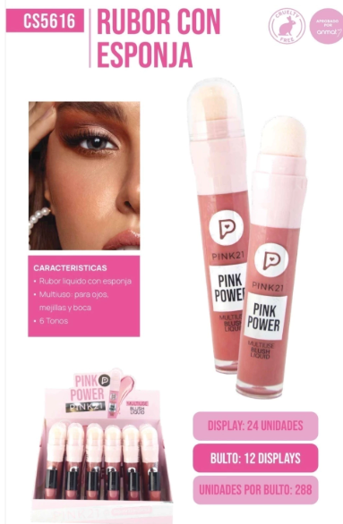 Producto - Rubor liquido con esponja Pink Power PINK 21