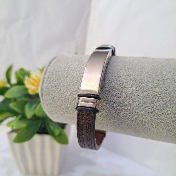 Producto - Pulsera de Cuero Marrón Cierre Reloj