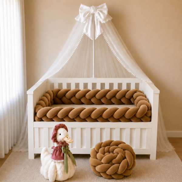 Producto - Chichonera Trenzada para Cuna y Cama 3 Cabos Plush (Camel)