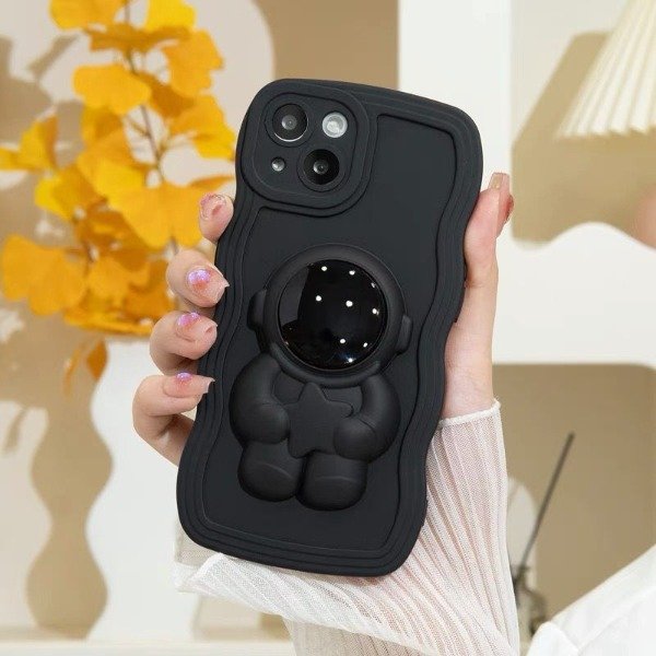 Producto - Fundas silicona onduladas con popsocket astronauta. IPhone 15