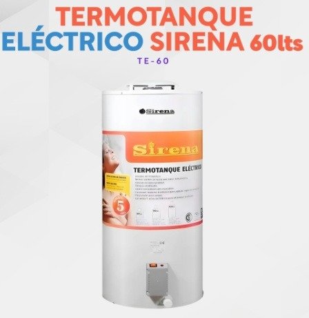 Producto - TERMOTANQUE SIRENA 60 LTS ELÉCTRICO DE COLGAR SUPERIOR/INFERIOR