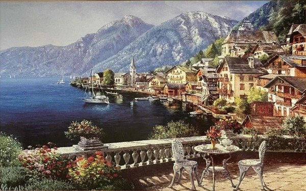 Producto - Kit De Pintura Con Diamantes Diamond Painting 50x65cm- Hotel Lago Austria