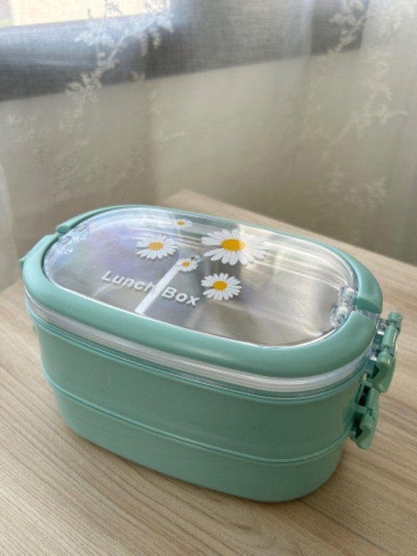Producto - Lunchera doble piso celeste acero