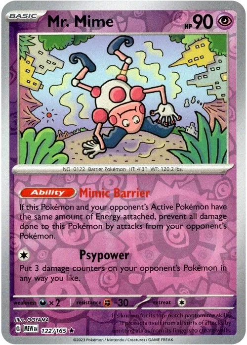 Producto - Mr. Mime - 122/165 - Scarlet and Violet 151 - Reverse Holo