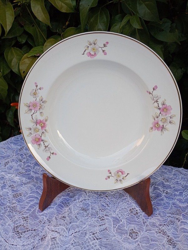 Producto - Plato hondo de loza nacional Hartford Flor de Durazno