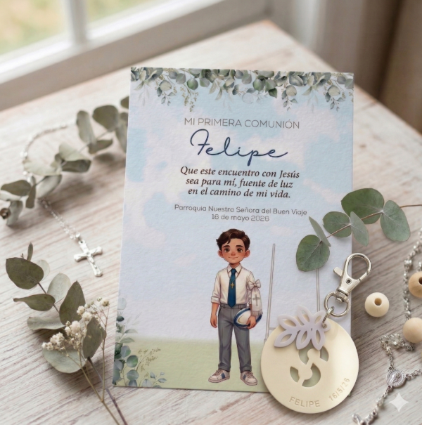 Producto - Combo Estampita + llavero x 10