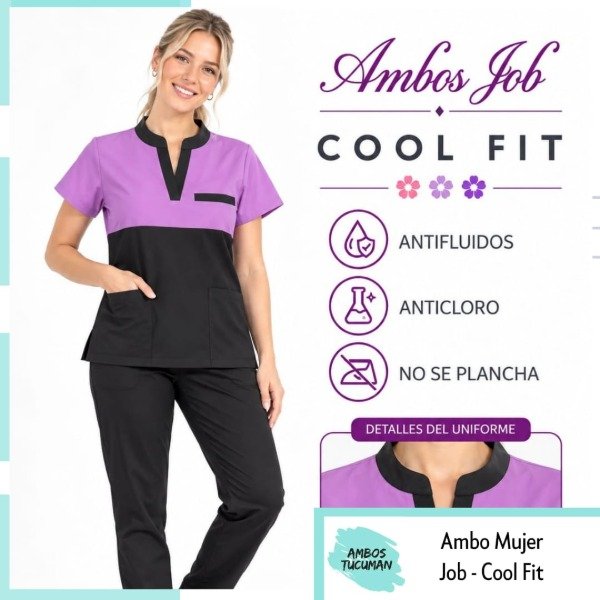 Producto - Ambo Job Lila Corte Negro ( Cool Fit )