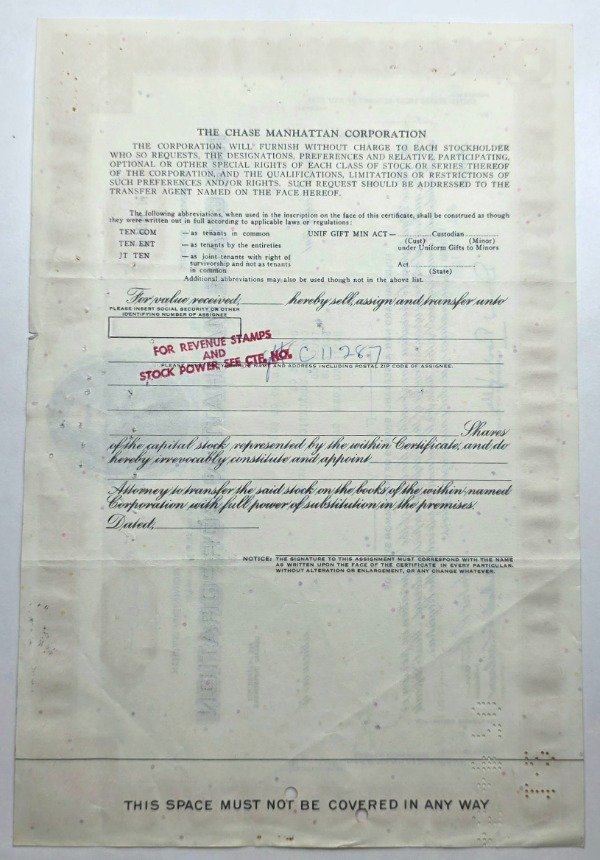 Producto - Certificado de Acciones (Firma autógrafa de David Rockefeller 1969) - 1