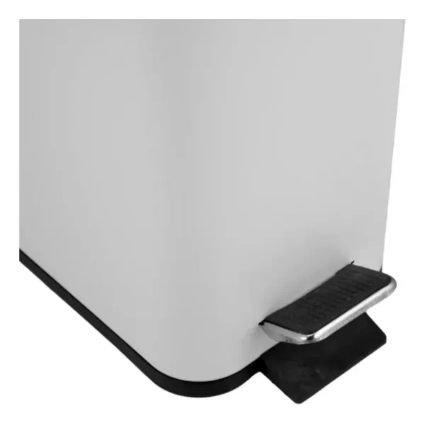 Producto - Tacho De Basura Acero 10lts Con Pedal Y Balde Cierre Suave Blanco y Negro - 10