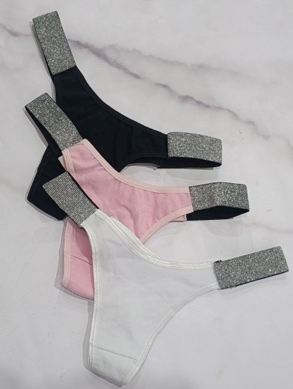 Producto - Pack x3 colaless de algodón tira ancha lurex L3