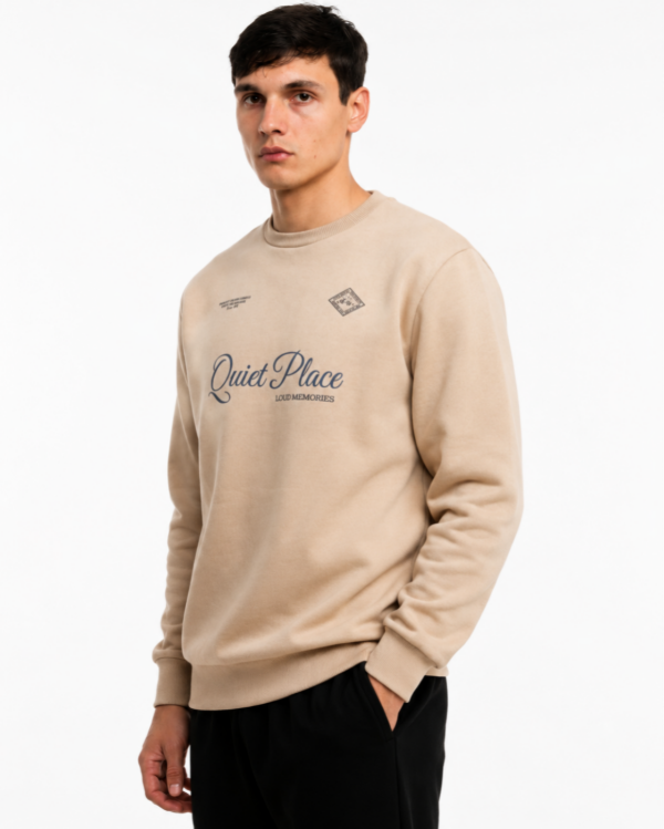 Producto - BUZO DE HOMBRE ALGODON FRISADO CON ESTAMPA - BEIGE
