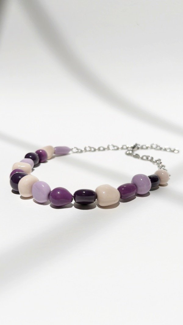 Producto - Collar mostacillas nude y violetas